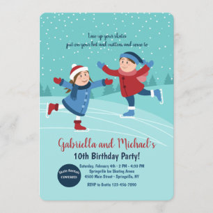 Invitation de patineurs de glace de garçon et de