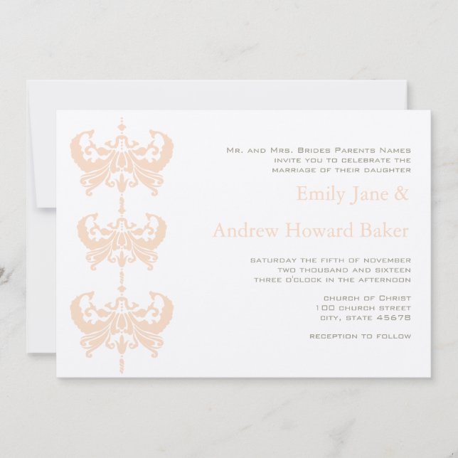 Invitation de Peach Coral and Mushroom Mariage dam (Devant)