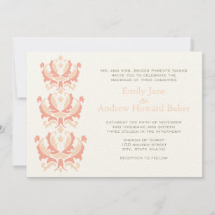 Invitation de Peach Coral and Mushroom Mariage dam