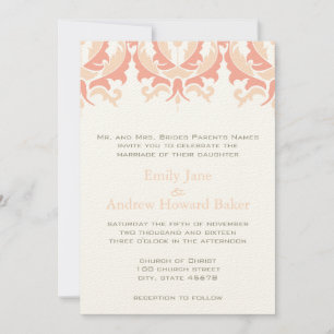 Invitation de Peach Coral and Mushroom Mariage dam