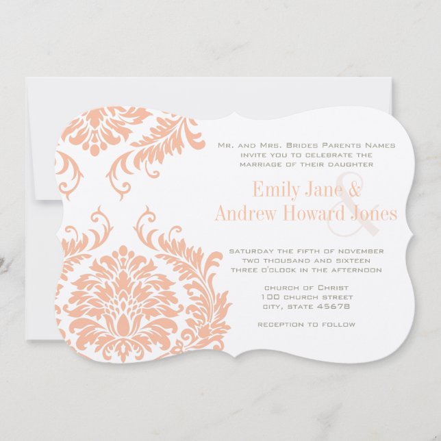Invitation de Peach Coral and Mushroom Mariage dam (Devant)