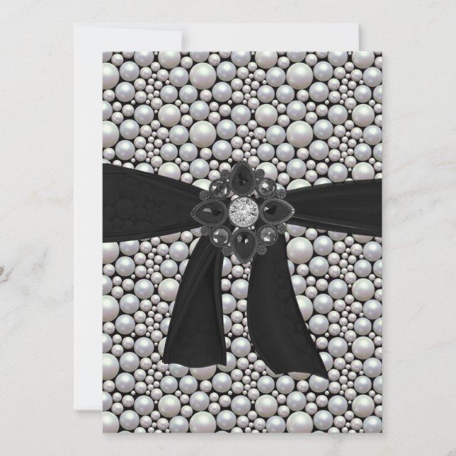 Invitation de Pearl Ribbon & Rhinestone (Devant)