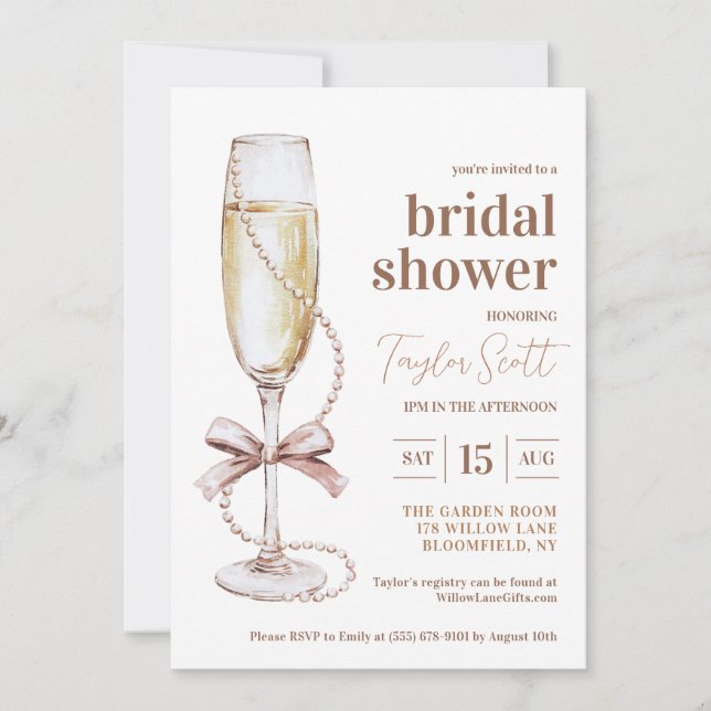 Invitation de Pearls et Prosecco (Devant)