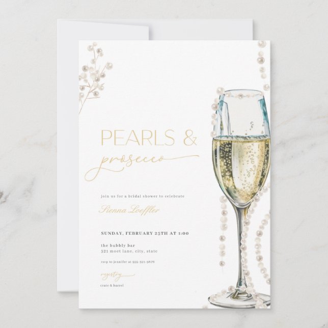 Invitation de Pearls et Prosecco (Devant)
