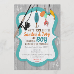 Invitation de pêche Excited de baby shower de