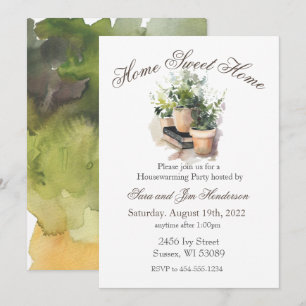 Invitation de pendaison de crémaillère avec plante