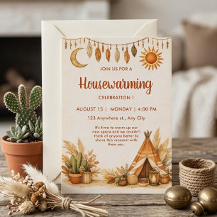 Invitation de pendaison de crémaillère Boho Chic