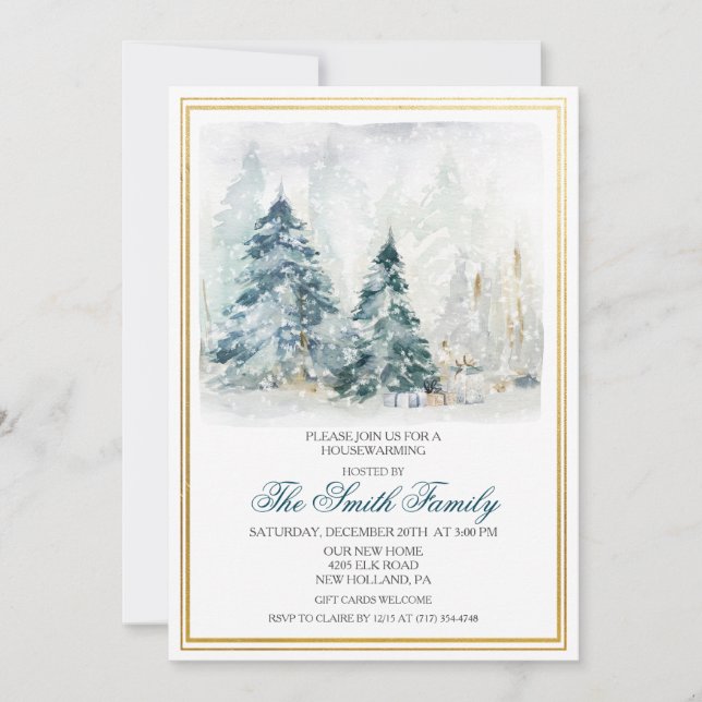 Invitation de pendaison de crémaillère d'hiver à l (Devant)