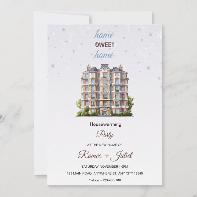 Invitation de pendaison de crémaillère "Home Sweet (Devant)