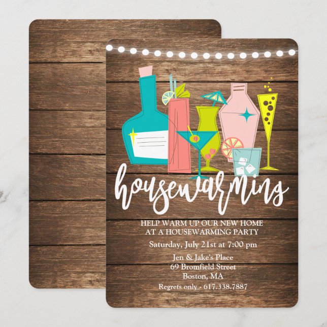 Invitation de pendaison de crémaillère pour boisso (Devant / Derrière)