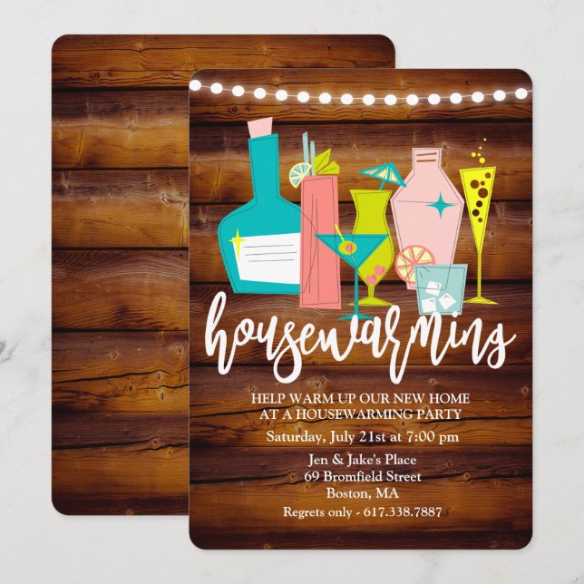Invitation de pendaison de crémaillère pour boisso (Devant / Derrière)