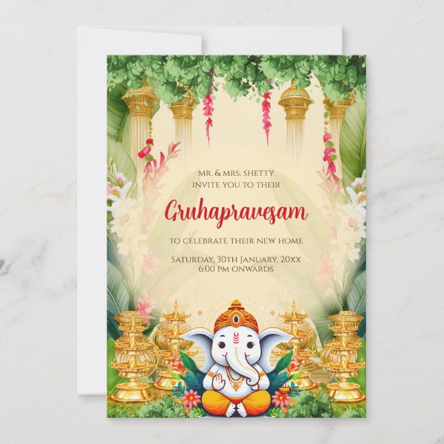 Invitation de pendaison de crémaillère tamoule Inv (Devant)