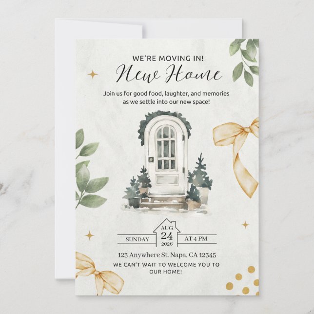 Invitation de pendaison de crémaillère verte et no (Devant)