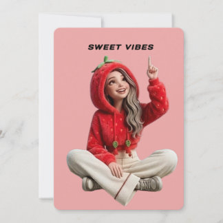 Invitation de personnage de sweat à capuche fraise