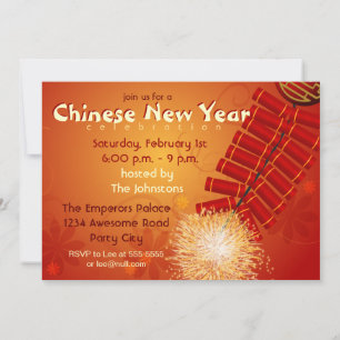 Invitation de pétards chinois pour le Nouvel An