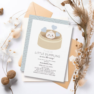 Invitation de petit Baby shower bleu Dumpling