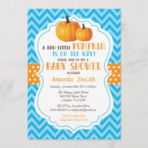 Invitation de petit Citrouille Baby shower Blue Ch