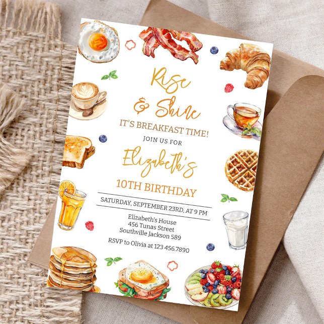 Invitation de petit-déjeuner brunch anniversaire (Créateur téléchargé)