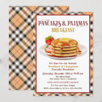 Invitation de petit-déjeuner Crêpes et Pyjamas