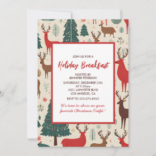 Invitation de petit-déjeuner de Noël Cerf fantaisi