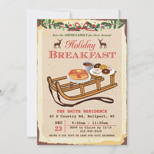 Invitation de petit-déjeuner de Noël de vacances (Devant)