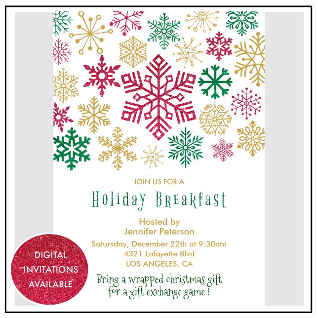 Invitation de petit-déjeuner de Noël Flocons de ne (Créateur téléchargé)