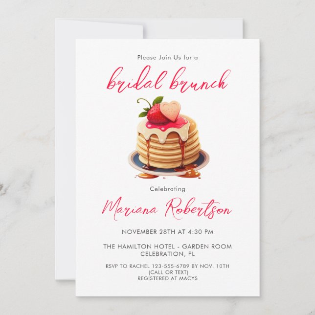Invitation de petit-déjeuner de pancakes de mariag (Devant)