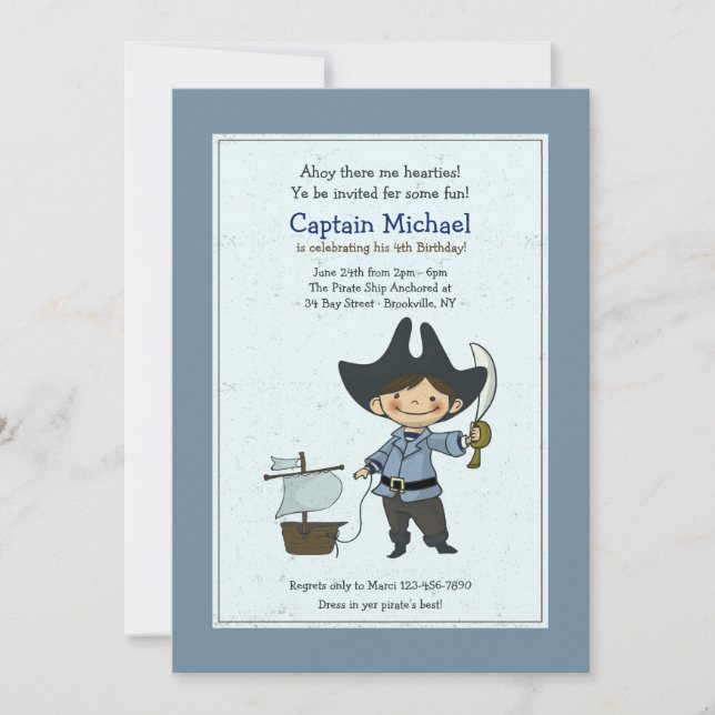 Invitation de petit pirate mignon (Devant)