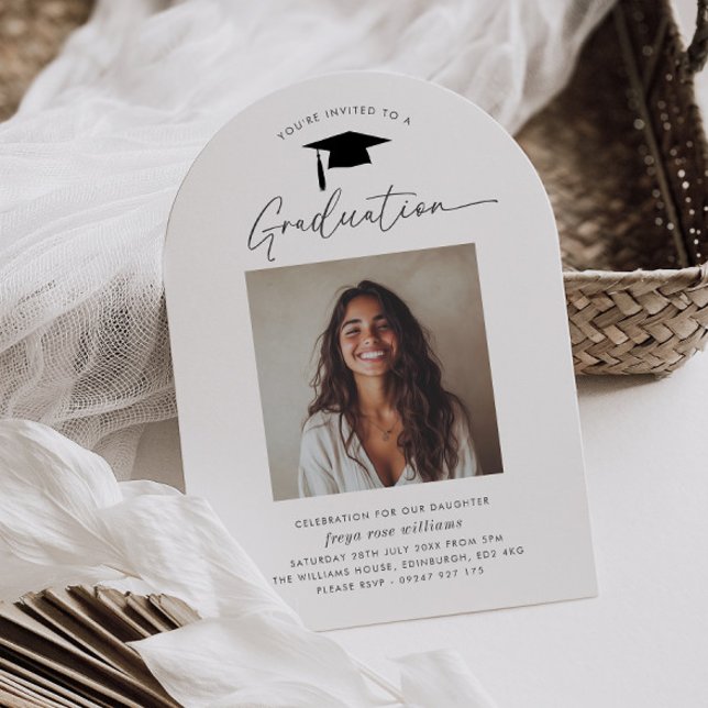Invitation de photo arquée pour la fête de remise  (Zazzle Graduation Party Arched Photo Invitation)