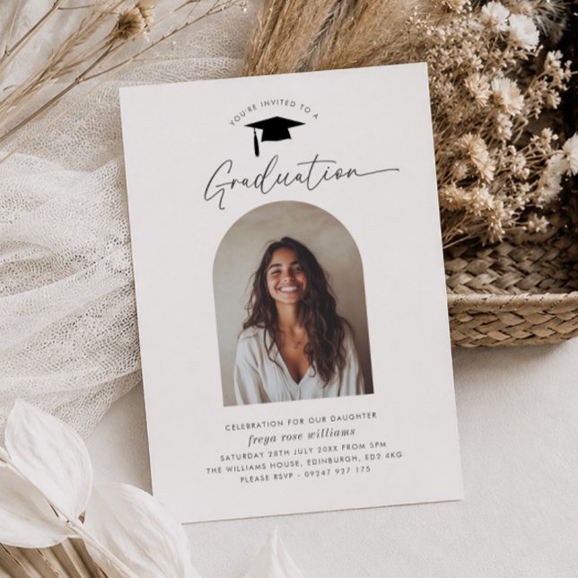 Invitation de photo arquée pour la fête de remise  (Zazzle Graduation Party Arched Photo Invitation)