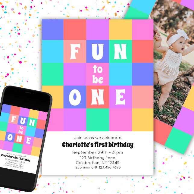 Invitation de photo d'anniversaire colorée et amus (Créateur téléchargé)