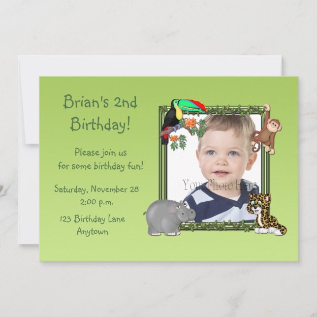Invitation de photo d'anniversaire d'animaux de (Devant)