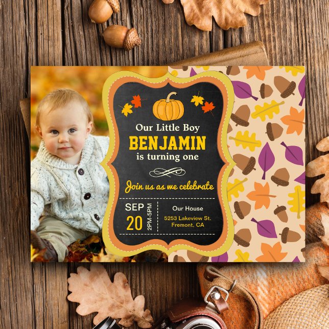 Invitation de photo d'anniversaire de 1 an Cute Li (Créateur téléchargé)