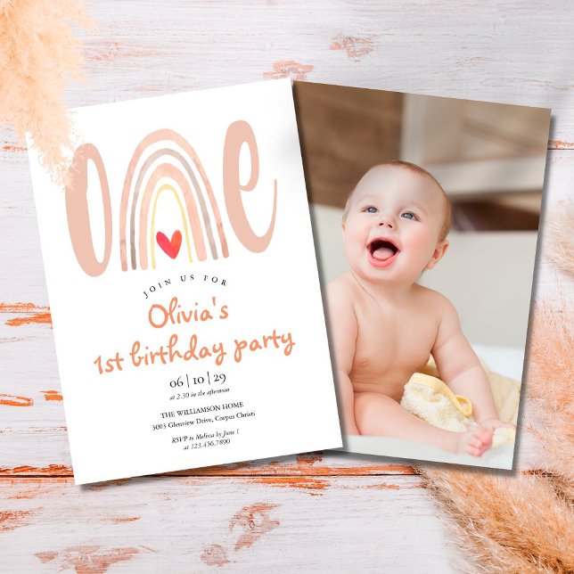 Invitation de photo d'anniversaire de 1ère année A (Créateur téléchargé)