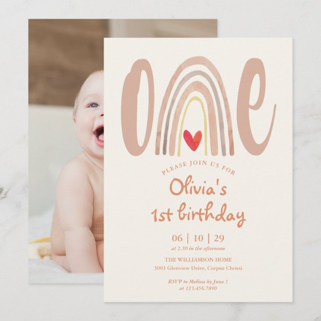 Invitation de photo d'anniversaire de 1ère année A (Devant / Derrière)