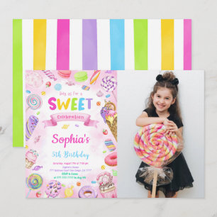 Invitation de photo d'anniversaire de bonbons modi