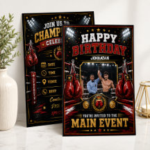 Invitation de photo d'anniversaire de boxe personn