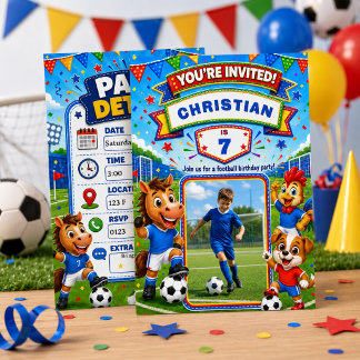 Invitation de photo d'anniversaire de football per