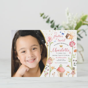 Invitation de photo d'anniversaire de jardin de fé