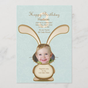 Invitation de photo d'anniversaire de lapin