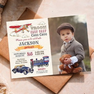 Invitation de photo d'anniversaire de transport vi