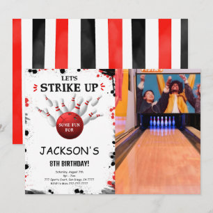 Invitation de photo de bowling modifiable noir