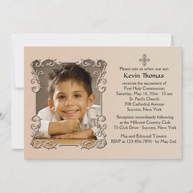 Invitation de photo de cadre de Vieux Monde (Devant)