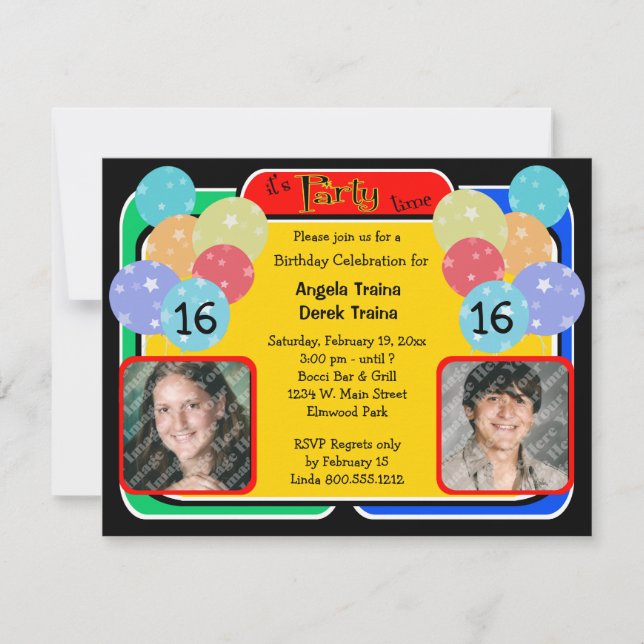 Invitation de photo de célébration d'anniversaire (Devant)