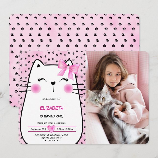 Invitation de photo de chaton (Devant / Derrière)