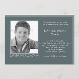 Invitation de photo de Mitzvah de barre de bleu en