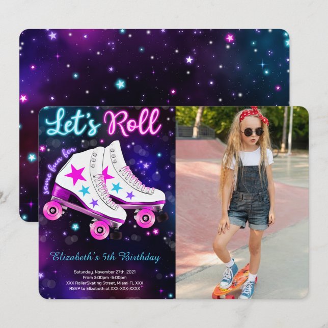 Invitation de photo de patin à roulettes (Devant / Derrière)