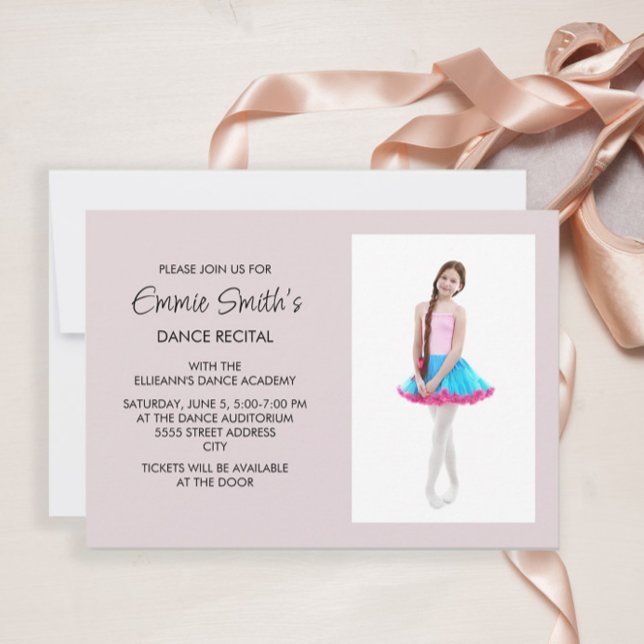 Invitation de photo de récital de danse rose (Créateur téléchargé)