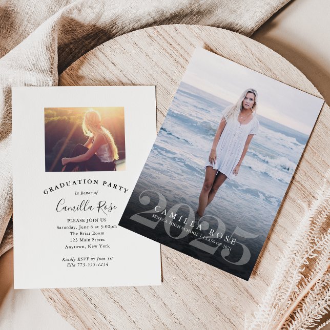 Invitation de photo de remise des diplômes Bold El (Bold Elegance 2025 Graduation Photo Invitation)