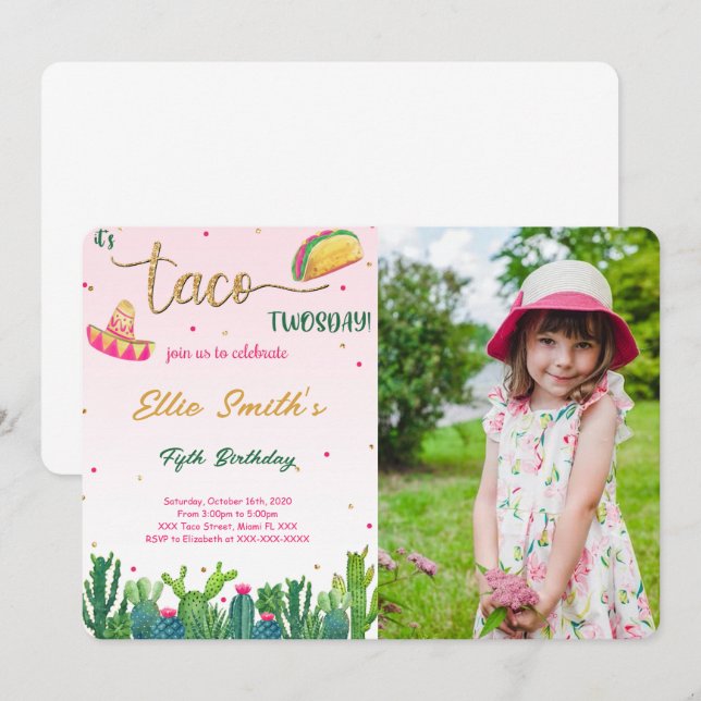 Invitation de photo de taco (Devant / Derrière)